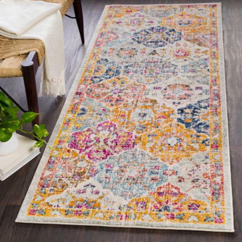 Image of Livabliss Vintage Oriental Boho Saffron/burnt Orange Ines Runner Rug 80 X 220 Cm - Easy Care, Ideal For Hallway Or Beside The Bed