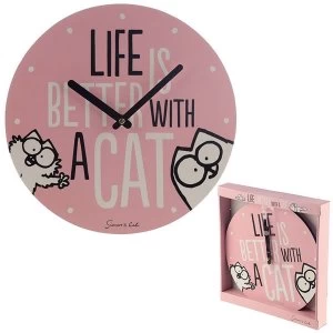 image of Simons Cat Pink Slogan Wall Clock