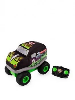 Image of Monster Jam Official Grave Digger Plush Remote Control Monster Truck With Soft Body And 2-Way Steering