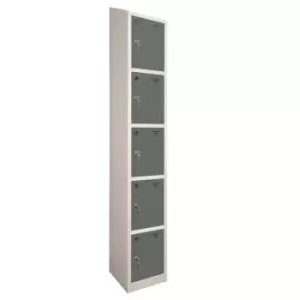 Image of 5 Door Locker, 300X300, Grey Carcass/Dark Grey Doors, Sloping Top, Camlock