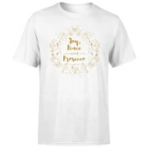 Image of Joy, Peace And Prosecco T-Shirt - White - 3XL