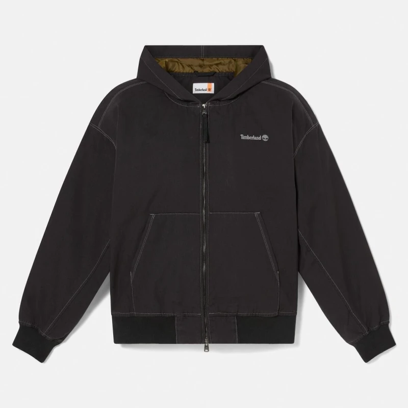 Image of Timberland Mens Canvas Hooded Overshirt Black male S