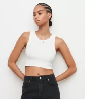 Image of AllSaints Womens Rina Cropped Tank, Optic White, Size: 8