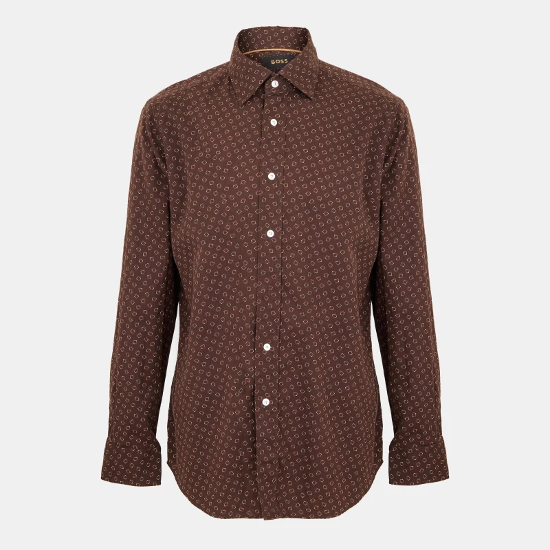 Image of Boss Mens Long-Sleeve Plain Shirt Red male S