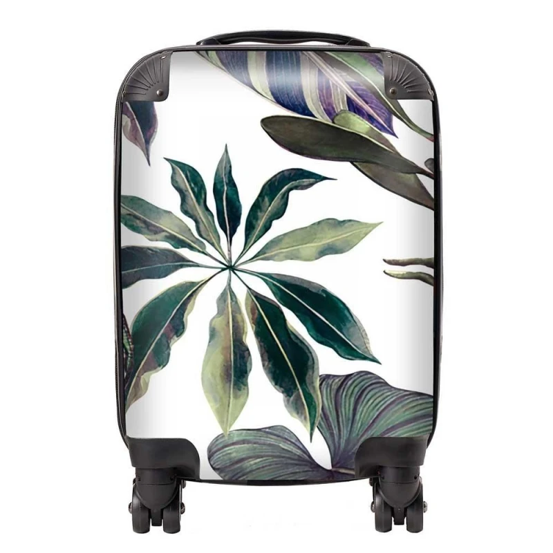 Image of Warren Reed - Designer Watercolor Tropical Leaf Suitcase in Green Size: Small Green Unisex Small