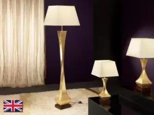 Image of Deco Table Lamp with Shades Rectangle & Square, Pdoro, Walnut, Golden, Raw, 1x E27
