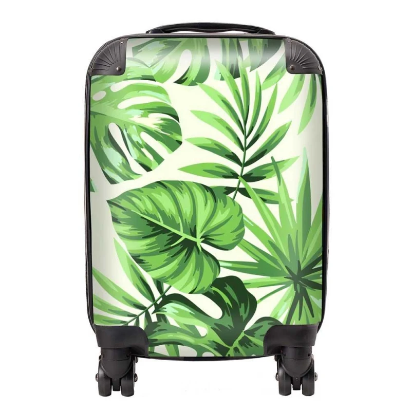 Image of Warren Reed - Designer Exotic Palm Leaves Suitcase in Green Size: Small Green Unisex Small