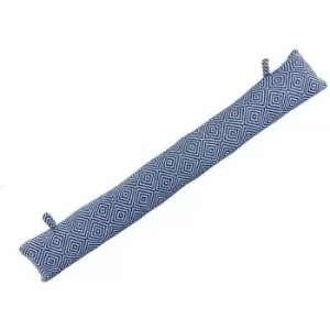 Image of Chevron Draught Excluder - 80cm - Blue - Nicola Spring