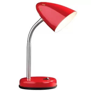 image of Premier Housewares Maison by Interiors Suki Desk Lamp with Flexible Stem - Red Gloss/Chrome