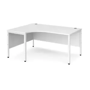 image of Office Desk Left Hand Corner Desk 1600mm White Top With White Frame 1200mm Depth Maestro 25 MB16ELWHWH