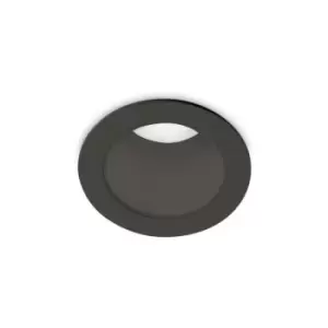 image of Ideal Lux Round Recessed Downlight Black, 3000K, 8W