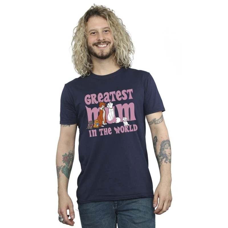 Image of Disney Men The Aristocats Greatest Mum T-Shirt in Navy Size: Small Navy S Male 5063153556492