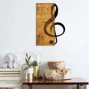Image of Treble Clef Walnut Black Decorative Wooden Wall Accessory