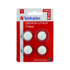 Image of Verbatim CR2016 3V Premium Lithium Battery (Pack of 4) 49531