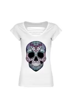 image of Amaranthine Sugar Skull Razor Back T-Shirt