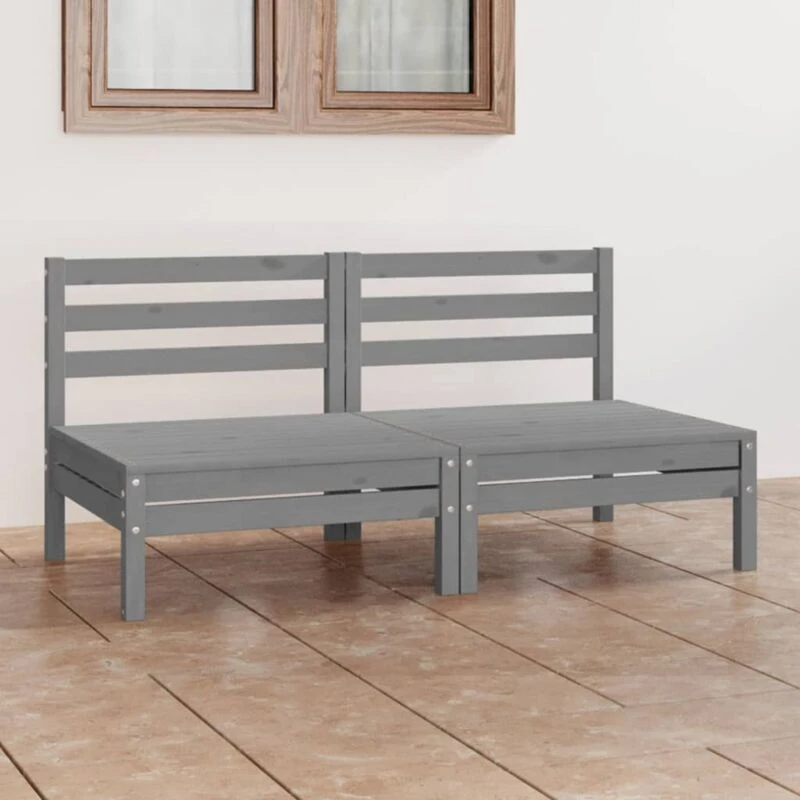 Image of VIDAXL Garden 2-Seater Sofa Grey Solid Pinewood Vidaxl 8720286682562