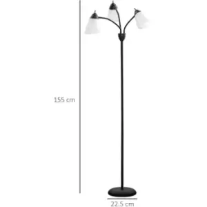 image of Tree Floor Lamp with 3 Adjustable Light, Industrial Standing Lamp, Black - Homcom