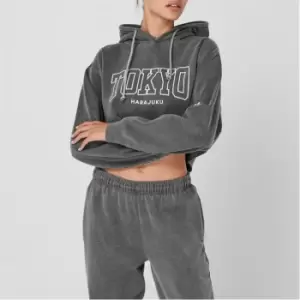 image of Fabric Crop Hoodie - Grey