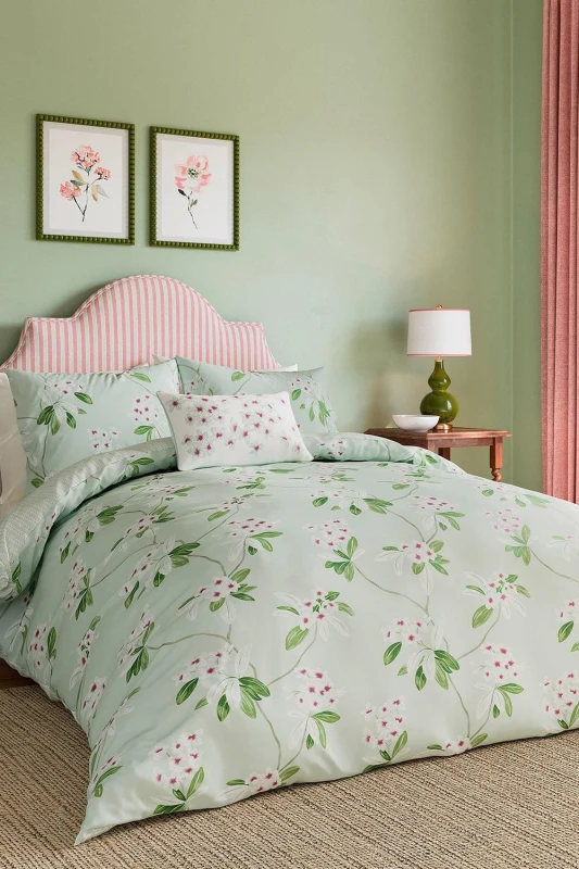 Image of Sanderson Sanderson 'Oleander' Cotton Duvet Cover Set in Blue Size: Double Blue Double Unisex 5016709683746