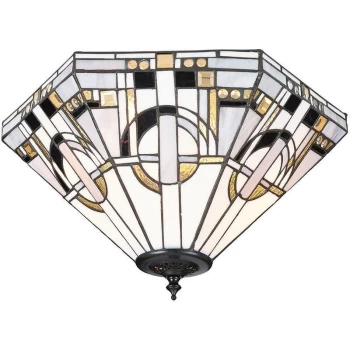 image of Interiors Metropolitan - 2 Light Medium Ceiling Flush Light Tiffany Style Glass, E27