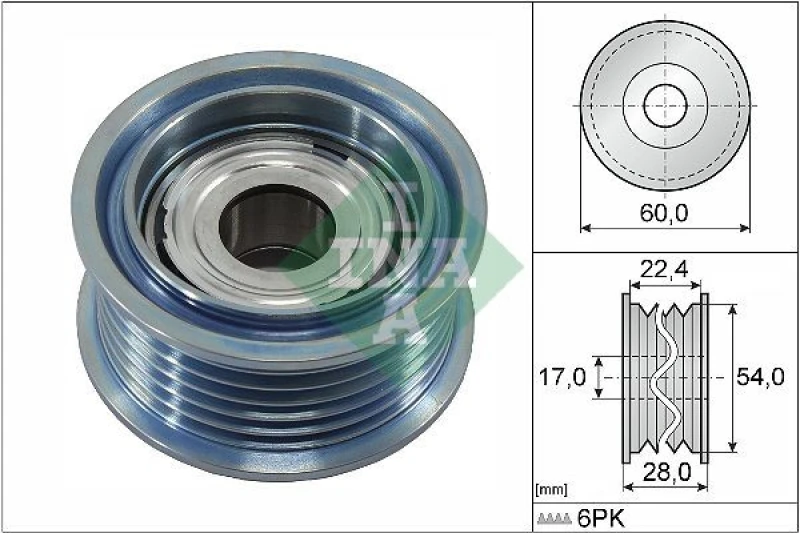 Image of Deflection / guide pulley, V-ribbed belt INA 532 0900 10