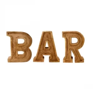 image of Hand Carved Wooden Embossed Letters Bar