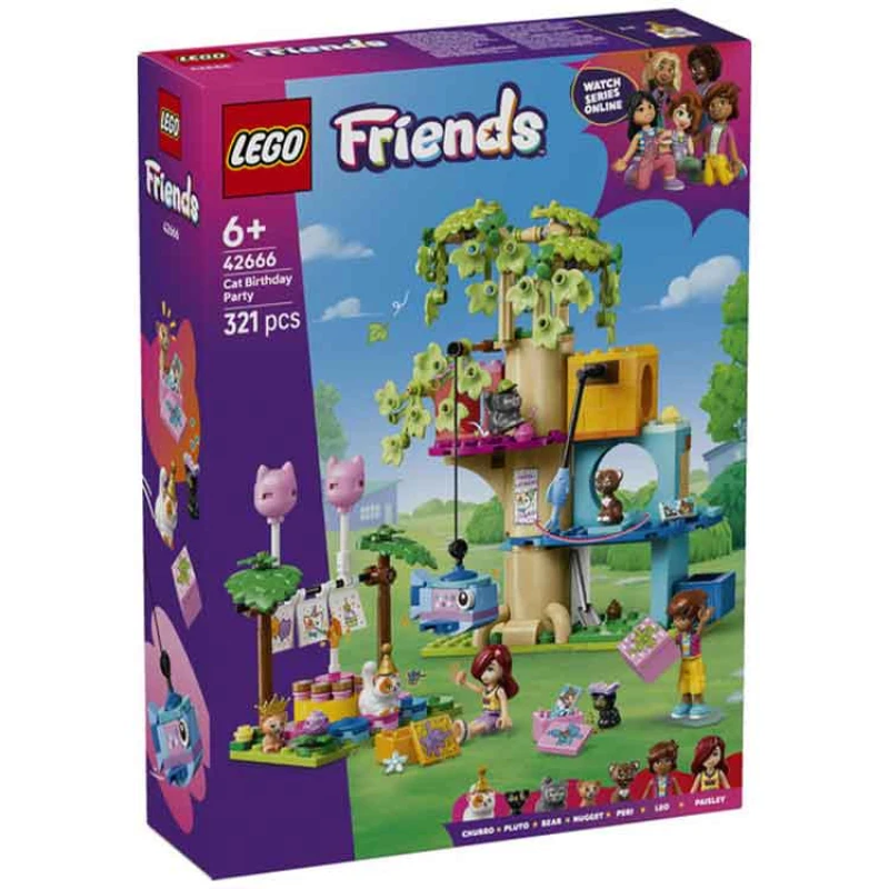 Image of LEGO Friends Cat Birthday Party & Tree House Building Kit Toy 42666