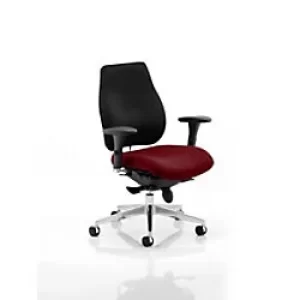 Image of Dynamic Synchro Tilt Posture Chair Multi-Functional Arms Chiro Plus Black Back, Ginseng Chilli Seat High Back