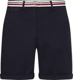 image of Tommy Hilfiger Cotton Tencel Chino Belted Shorts In Desert Sky - Size 8