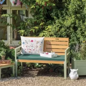 image of 2 Seater Green Garden Bench with Cushion - Verdi