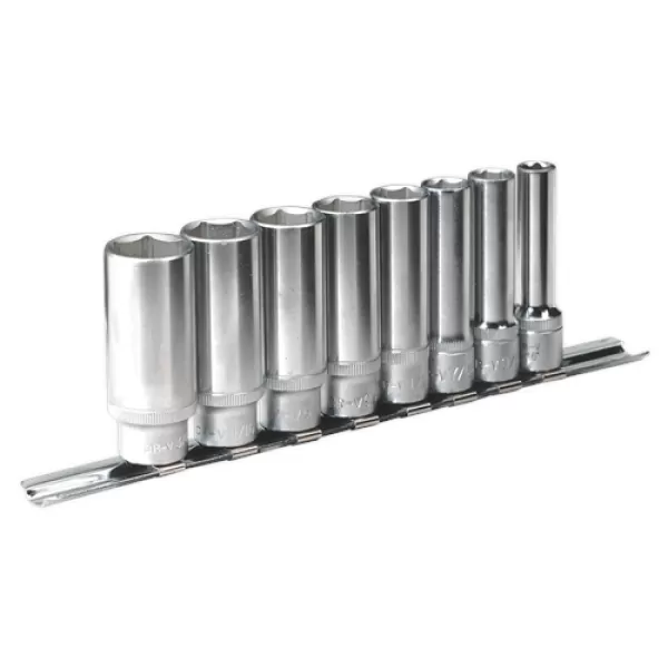 Image of Genuine SEALEY AK2831 Socket Set 8pc 3/8Sq Drive 6pt Deep WallDrive® Imperial