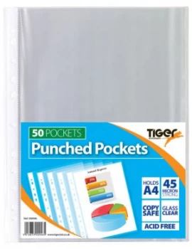 Image of Tiger A4 Punched Pockets PK50