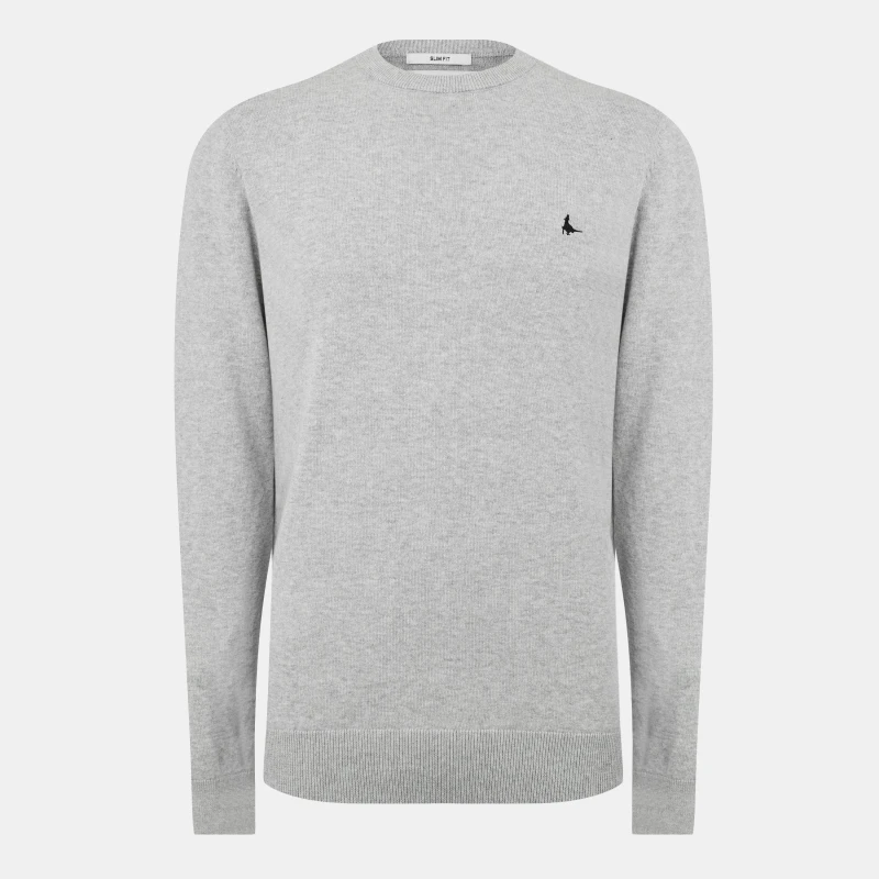 Image of Jack Wills Jack Seabourne Crew Neck Logo Jumper Lt Ash Mrl male XS