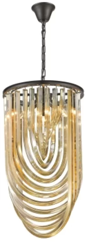 Image of Spring 3 Light Ceiling Pendant Black Chrome, Champagne gold with Crystals, E14