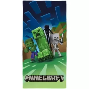 Image of Minecraft Creeper Towel (One Size) (Blue/Green) - Blue/Green