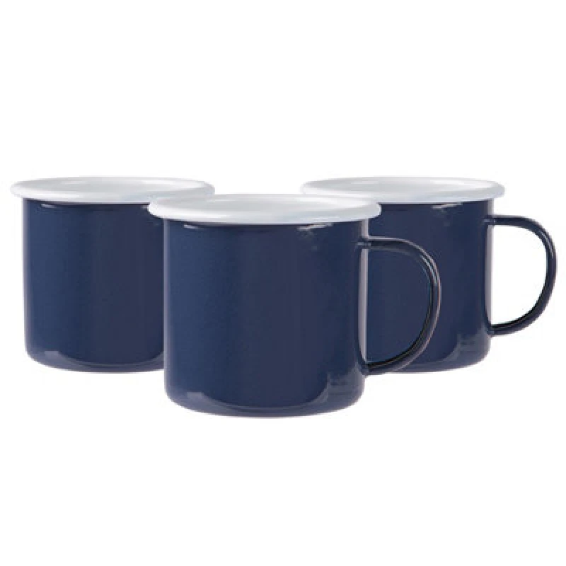 Image of Argon Tableware Coloured Enamel Mugs - 375Ml - Navy - Pack Of 6