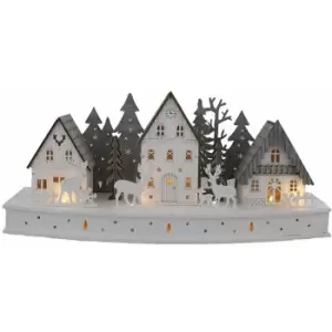 Image of Festive - Lit Wooden reindeer scene