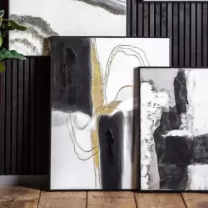 Image of Shimmering Water Abstract Framed Canvas Black/Yellow/White