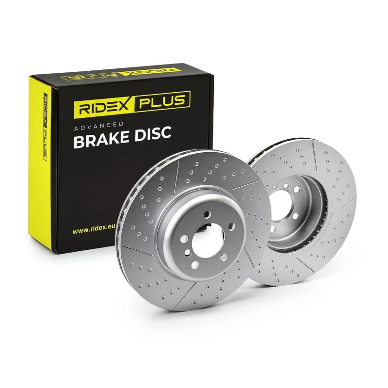 Image of RIDEX PLUS 82B1170P Brake disc Front Axle, Vented, Grey Cast Iron, Coated, High-carbon, with bolts/screws Grey Cast Iron Brake Disc (82)