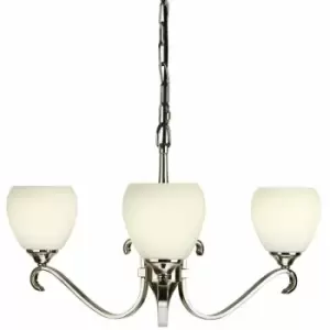 Image of Loops - Luxury Hanging Ceiling Pendant Light Bright Nickel Opal Glass 3 Lamp Chandelier