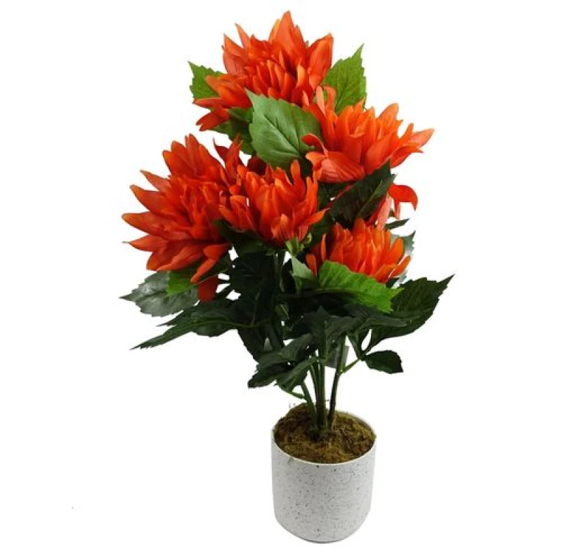 Image of Leaf 55cm Artificial Red Dahlia Pinnata