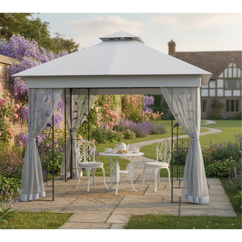 Image of Outsunny Outsunny 3(m) x 3(m) Double Roof Outdoor Gazebo Grey unisex One Size