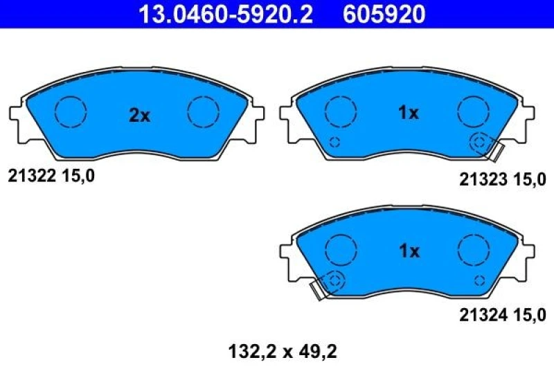 Image of ATE 13.0460-5920.2 Brake pad set with acoustic wear warning Brake Pad Set,disc brake (402)