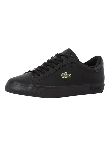 Image of Lacoste Powercourt 1121 1 SMA Leather Trainers Black 6 UK