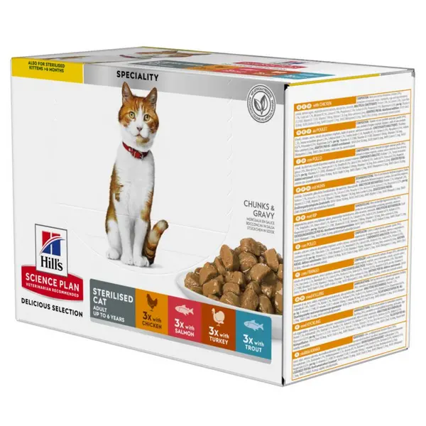 image of Hill's Science Plan Sterilised Young Adult Chicken Cat Food 48 x 85g