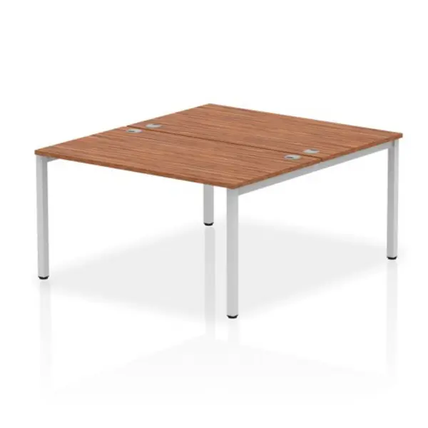 Image of Impulse Bench B2B 2 Person 1400 Silver Frame Office Bench Desk Walnut
