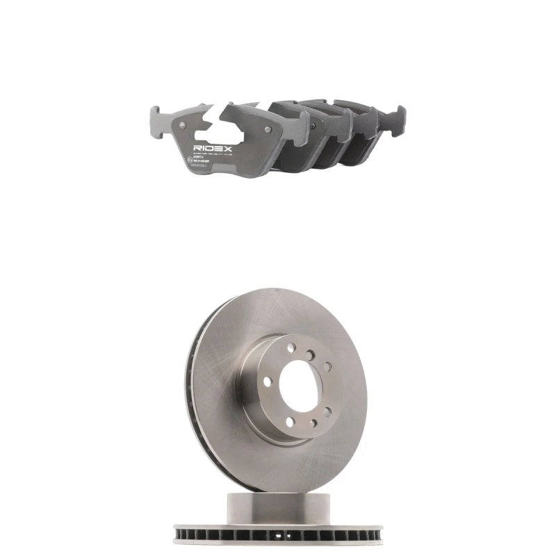 Image of RIDEX 3405B3260 Brake disc and pads set Front Axle, Brake Disc Type: Vented, prepared for wear warning indicator Brake Set,disc brakes (3405)