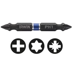 Image of IRWIN Impact Double-Ended Screwdriver Bits Phillips PH1 60mm (Pack 10)