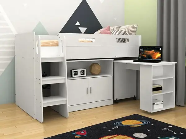 Image of Kidsaw Kudl 3ft Single White Storage Mid Sleeper Bed Frame