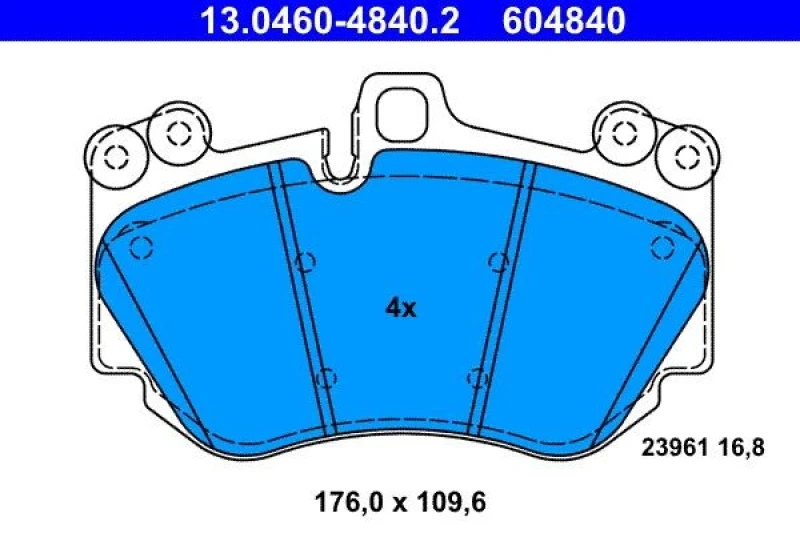 Image of ATE 13.0460-4840.2 Brake pad set excl. wear warning contact Brake Pad Set,disc brake (402)